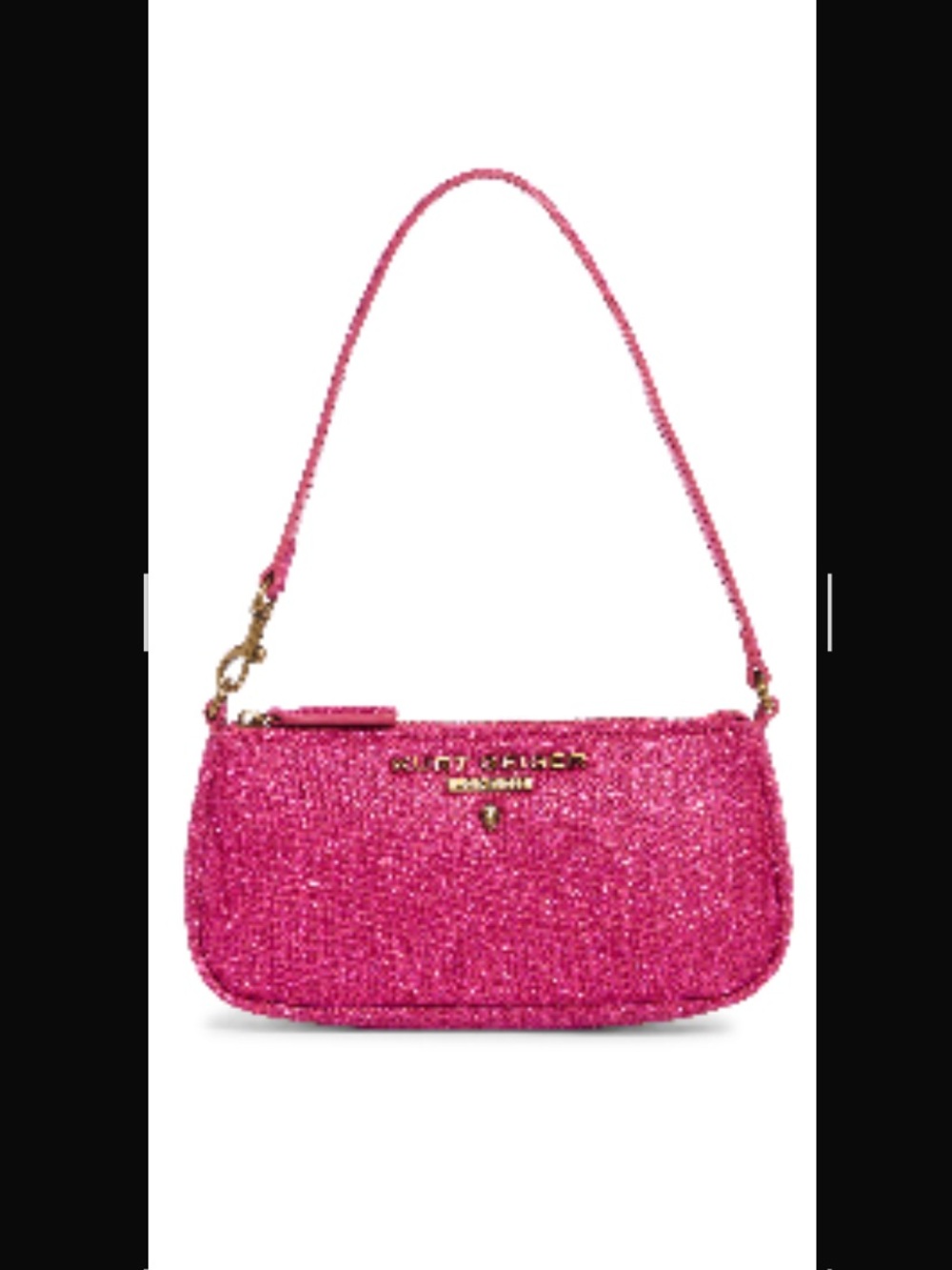Kurt Geiger Hot Pink Glitter Small Highgate Wristlet Shoulder Bag